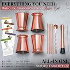 Gusto Nostro Mint Julep Cups Set of 4 - Stainless Steel Julep Cup Kit with Straws, Muddler, Spoon, Recipes, Vases - Southern-Style Cocktail Glasses for Home Bar - Stainless Steel Cocktail Cups (Rose)