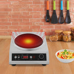 1800W Electric Wok Used For Home And Commercial,Induction Wok With Concave Surface Stainless Steel Strong Power Dual Control Mode 10 Power And Temp 24H Timer Induction Cooktop For Cooking