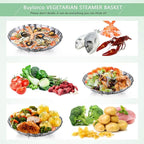 Buylorco Stainless Steel Folding Vegetable Steamer Insert for Veggie & Seafood Cooking (fits pots 6" to 10")