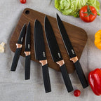 elabo 6 Piece Kitchen Knife Set – Premium Stainless Steel Knife Set with Block, Knives Set for Kitchen, Sharp Knife Block Set with Non-Stick Coating, Dishwasher Safe, Space-saving, Rose Gold