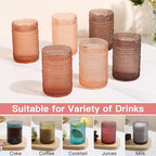 JOVGANK Venus Vintage Hobnail Drinking Glasses Set of 6, Water Tumbler 15oz, Kitchen & Bar Beaded Highball Glasses, Beverage Glass Cups for Water, Beer, Juice, New Year gifts