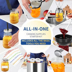 Canning Supplies Starter Kit,Canning Kit for Beginners of 9 with Jar Lifter,Wide Mouth Funnel,Wrench,Tongs,Lid Lifter,Bubble Popper,Canning Labels,ladle,Measuring Spoon-Black