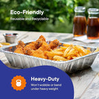 Aluminum Lids for 9x13 Disposable Aluminum Foil Pans [100-Bulk-Pack] Heavy Duty Tin Tray Covers for Half Size Chafing Dishes. 100 Foil Lids