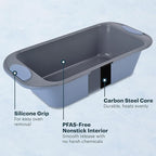 Pyrex (8-Piece) Metal Bakeware Set, Lightweight Stainless Steel Baking Trays with Heatsafe Silicone Handles, Cookie & Muffin Sheets, Round/Square Baking Pans, Cerulean