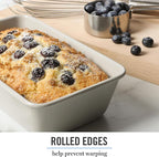 Martha Stewart Gallen 9-Inch Nonstick Carbon Steel Loaf Pan – Cool Grey, Durable Bakeware for Even Baking and Easy Release