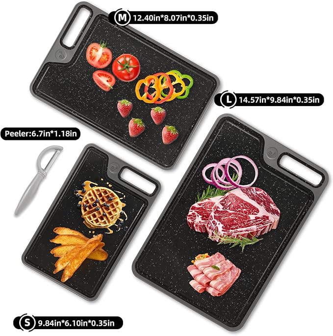 4 Piece Plastic Cutting Board Set for Kitchen Dishwasher Safe,Food Safety, Non-Slip Design, Ideal for Meat and Vegetable Prep