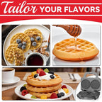SugarWhisk 4 Inch Double Mini Waffle Maker Machine, Chaffle Maker, Waflera Electrica, Small Waffle Iron for Waffles, Keto Chaffles, Hash Browns, Cookies, Grey