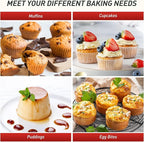Socisen 2 Packs 6 Cups Silicone Muffin Pan with Metal Reinforced Frame Jumbo Size Cupcake Pan Tray Egg Bites Cookie Molds Muffin Tin Tart Pans Moldes De Silicona Para Gelatina Hornear Flan Chocoflan
