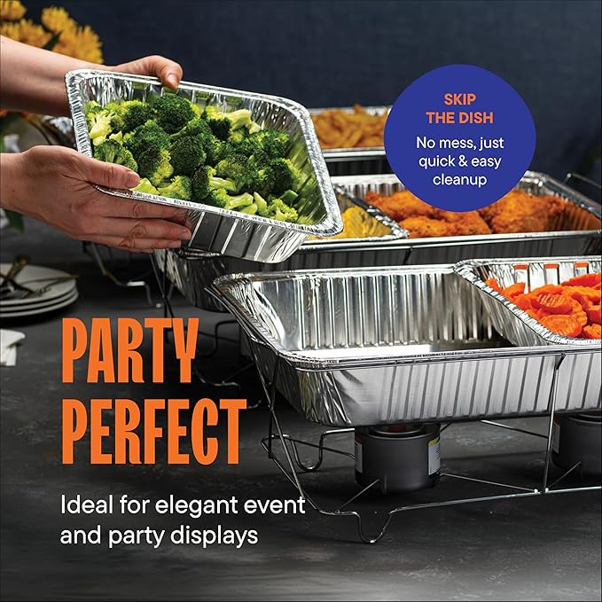 Aluminum Pans 9x13 Disposable Aluminum Foil Pans [10-Pack] Large Baking Pan Trays - Heavy Duty Tin Tray Half Size Chafing Dishes. Food Containers for Roasting, Cooking, Heating or Steam Table