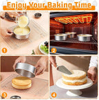 E-far 5 Inch Cake Pan Set of 3, Stainless Steel Small Round Baking Pans Tins for Layer Smash Birthday Cakes, Dishwasher & Oven Safe, Healthy & Non-toxic, Leak Proof & Mirror Polished