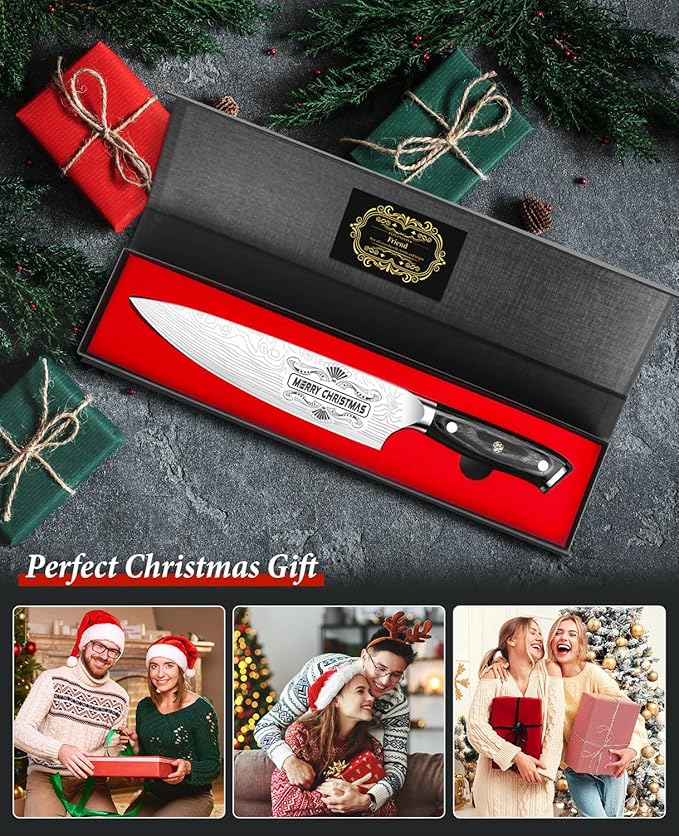 MOSFiATA Gifts for Him Her Men Women Husband, Christmas Xmas Stocking Stuffers, Birthday Gifts ideas for Him Her, 8 inch Pro German Chef Knife, Kitchen Knife Gift Set