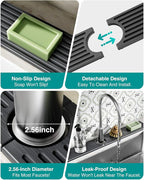 Stone Faucet Mat for Kitchen Sink, Diatomite Sink Protectors - Prevent Moisture Drying Stone Tray Fit Kitchen Counter & Bathroom Counter (Dark Gray, 23.6" x 4")