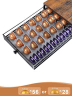 Sedegn Coffee Pod Holder Drawer Organizer Vertuo Capsules Storage Organizer with Sliding Drawer Compatible For Nespresso Vertuo Pods, Holds up to 56 Small or 28 Big Vertuo Pods Rustic Brown