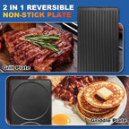 Indoor Grill, CUSIMAX Raclette Table Grill, 1500W Electric Grill Korean BBQ Grill with 2 in 1 Reversible Non-stick Plate/Wooden Base, Party Grill with 8 Trays & Wooden Spatulas, New Model