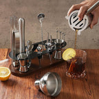 23-Piece Bartender Kit, Cocktail Shaker Set with Stand | Bar Set Drink Mixer Set with All Essential Bar Tools: Martini Shaker,Bar Mixer Spoon, Jigger, Strainer, Muddler, Pourers, for Home, Bar, Party