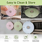 Silicone Lids for Bowl 3 Pack, Microwave Splatter Cover with 3 Sizes Reusable Heat Resistant Lids Fits Bowls, Plates, Pots, Pans, Skillets, Stove Top, Oven, Fridge Dishwasher Safe