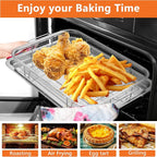Air Fryer Basket for Oven, 2 Set Oven Air Fryer Basket and Tray with 60 PCS Parchment Papers, Stainless Steel Air Fryers Pan and Crisper Tray for for Baking Cooking and Frying(15.6"X11.6" & 13"X9.7")