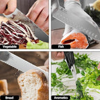 imarku® Kitchen Knife Set, 15 Pcs Japanese Knife Set with Block, Premium Razor-Sharp Chef Knives Set for Kitchen with Sharpener, Rust-Proof, Ergonomic Full-Tang Handle, Black