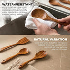 Zulay Kitchen 10-Piece Wooden Spoons for Cooking - Smooth Finish Teak Wooden Utensils for Cooking - Soft Comfort-Grip Wood Spoons for Cooking - Non-Stick Wooden Cooking Utensils - Wooden Spoon Sets