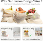 LEAFICO Reusable Produce Bags – 100% Cotton Mesh & Solid Hybrid (XL 14x18 inch 6 Pcs) – Extra Large Bags for Potatoes, Laundry, Toys, Bulk Storage – Washable, Plastic-Free, Breathable, Zero Waste