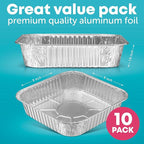 8x8 Disposable Aluminum Pans - 10 Pack Foil Pans For Cooking, Baking Cakes, Roasting & Homemade Breads - Disposable Food Containers