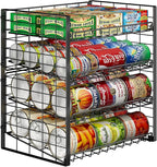 JKsmart 4-Tier Can Rack Organizer for Pantry, Adjustable Can Storage Holder for Various Ounces of Canned food Soda Drinks, Can Dispenser Holds Up to 48 Cans for Cupboard Cabinet