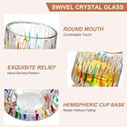 Rotatable Old Fashioned Glass Cup, 275ml/10oz Crystal Whiskey Glass, Wood Coaster, Thickening, Used as Rum Glass, Cocktail Cup, Coffee, Milk to Relax and Reduce Stress, Ideal Gift