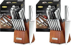McCook® Knife Sets, German Stainless Steel Kitchen Knife Block Sets with Built-in Sharpener (Pack of 2)