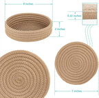 Trivets for Hot Dishes, Pots and Pans, Hot Pads with Storage Basket, Pot Holders for Kitchen, Heat Resistant Mat Protect Counter Home Essentials, Farmhouse Decor (Khaki 4 PCS)