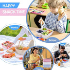Rinwoc Bento Box [Portion Size], 3 Pack Snack Containers with 3 Compartments for Meal Prep & On-the-Go [School, Travel], Lunchable Container Reusable and BPA-Free