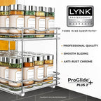 LYNK PROFESSIONAL® Pull Out Spice Organization for Cabinets - 8-3/8 inch Wide – Spice Rack for Inside Cabinets, Slide Out Spice Rack Organizer for cabinet – Pull Out Spice Rack, Sliding 2 Tier Chrome