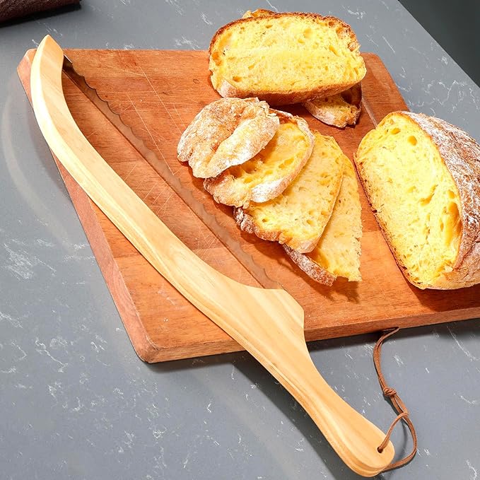 RAPSAKEMOH Sourdough bread knife, Bread slicer for homemade bread,15.7" Serrated, Bow Design, Easy Cutting, Suitable for More Foods