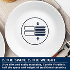 Corelle Dinnerware Set (12pc, Simple Sketch)-Dinner for 4 Includes x: Dinner Plates, Side & Bowls 3 X More Durable, Half The Space Weight of Ceramic up to 80% Recycled Glass, 1146920
