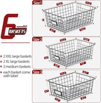 6 Pack Wire Baskets for Pantry Organization and Storage, Kitchen Organizer, 2 XXLarge & 2 XLarge & 2 Large