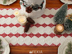 FEXIA Christmas Red Table Runner 13x72 Inches Long Christmas Runner for Table Boho Table Decor Rustic Farmhouse Xmas Decoration for Home Party Decor (Red Square)