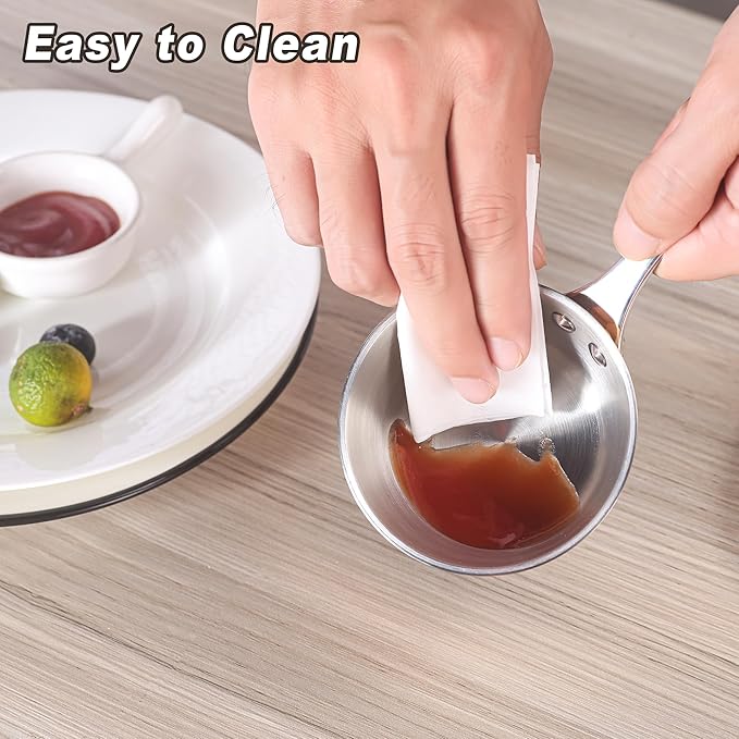 Mini Sauce Pan, Tri-Ply Stainless Steel Pot with Stay-Cool Handle Heating Sauce Gravy & Oil (5oz/150ml) - Silver