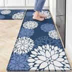 Kitchen Mats, 2PCS Non-Slip Cushioned Rugs, Anti-Fatigue Waterproof Floor Rug, Washable Standing Desk Mat, Home Laundry Office Apartment Decor and Accessories (17.3" ×59" +17.3" ×30"-Blue)