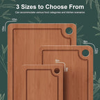 Bamboo Cutting Boards for Kitchen, 3-Piece Set with Juice Grooves, Side Handles & Non-Slip Mats – Durable Bamboo Chopping Board for Meat, Vegetables and Fruits Ideal Kitchen Gifts