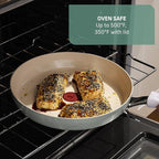 T-Fal Inspire Ceramic Frying Pans Nonstick 10.5 Inch Skillet with Lid, Oven Safe to 500°F, Cookware Stainless Steel Handle, Mint Green
