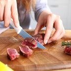 hecef 15 Pieces Kitchen Knife Set with Built-in Sharpening Wooden Block, Dishwasher Safe, High Carbon Stainless Steel Knife Block Set with Steak Knives, Kitchen Scissors, Blue