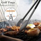 Griddle Accessories Kit - Grilling Accessories, Stainless Steel Heavy Duty Grill Tools Set with Spatula, Fork, Tongs, Brush and Gift-Box for Outdoor Barbecue, Home Grill (4PCS)