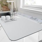 HotLive Dish Drying Mat for Kitchen Counter, Heat Resistant Drainer Mats with Non-slip Rubber Backed, Hide Stain Kitchen Super Absorbent Draining Mat, Easy to Clean Dish Rack Pad, Light Grey 16"x18"