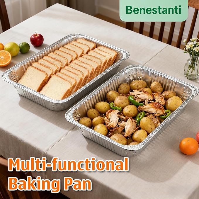 9x13 inch Aluminum Pans with Lids（30 sets）,Disposable Half Size Foil Pans with Lids, Deep Tin Foil Pan,Disposable Baking Pans for Cooking, Storing, Prepping, and Freezing Food,Oven-Safe