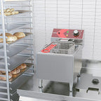 EGGKITPO Deep Fryer with Basket Commercial 12L Electric Countertop Fryer Stainless Steel Deep Fryers for Restaurant Home Use with Extra Large Frying Basket and Lid, 120V, 1800W