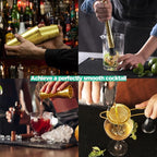 Homestia Cocktail Shaker Set, Bartending Kit: Weighted Boston Shaker Tin, Hawthorne Strainer, Jigger, Bar Spoon and Muddler, Professional Stainless Steel Bar Tool for Beginner (Gold)