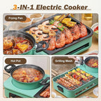 Hot Pot Electric with Grill, 1600W 3 in 1 Smokeless Non-Stick Barbecue Shabu Hot Pot with Dual Temp Control, Multifunctional Teppanyaki Grill Pot, Shabu Korean BBQ for 3-5 People
