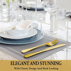 72 Pcs Gold Silverware Set with Steak Knives, Stainless Steel Flatware Cutlery Set Service for 12, Kitchen Tableware Set, Utensil Set for Home and Restaurant, Knives Forks Spoon Set, Dishwasher Safe