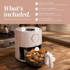 COOK WITH COLOR Colorful 1200W 4Qt Air Fryer: Glass Basket, Dishwasher Safe, 60min Timer, 6 Presets, Temp Control 175F-400F, 4 QT, Dusty Rose