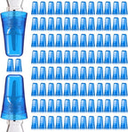 Chengu 100 Pieces Liquor Bottle Covers Pour Spout Covers Bar Toppers for Bottles Universal Pour Dispenser Dust Translucent Silicone Rubber Spout Caps for Bar Home Kitchen Tools Supplies (Blue)