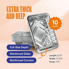 Aluminum Pans 9x13 Disposable Aluminum Foil Pans [10-Pack] Large Baking Pan Trays - Heavy Duty Tin Tray Half Size Chafing Dishes. Food Containers for Roasting, Cooking, Heating or Steam Table